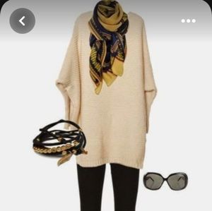 Cozy warm ivory knit poncho